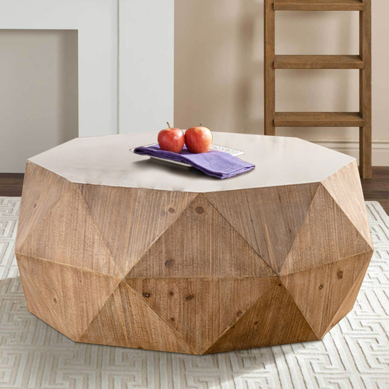 Foundry Select Amo Wood Coffee Table Farmhouse End Table White Tabletop Wayfair